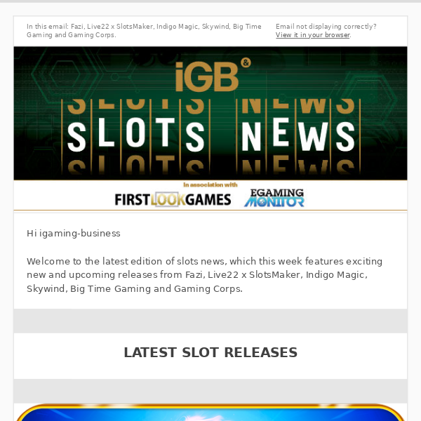 iGaming Business, here's the latest slots news