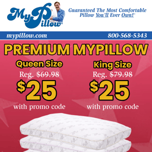 Queen & King Size Premium MyPillows Only $25.00