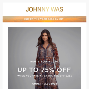 End of the Year Sale Event | Up to 75% Off New Sale Styles