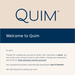 Your Quim account has been created!