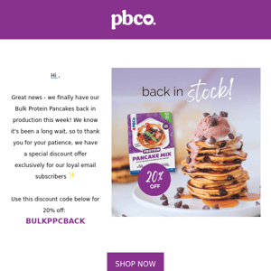 Bulk Protein Pancakes - Back in Stock! 🍮