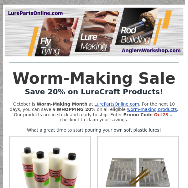 Soft Plastic Worm-Making products on Sale - Lure Parts Online