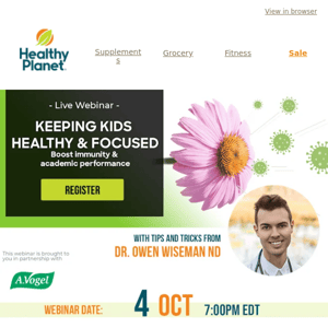 Live Webinar Today | Keeping Kids Healthy & Focused | Boost Immunity & Academic Performance By Dr. Owen Wiseman ND.