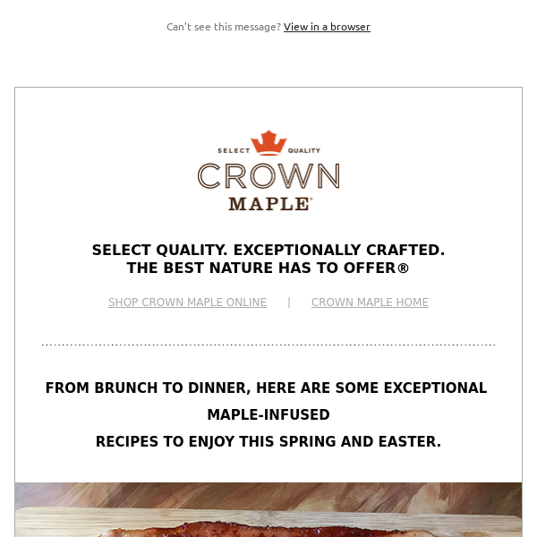 Crown Maple Easter Recipes & SAVE 20% Promo & FREE Shipping over $75