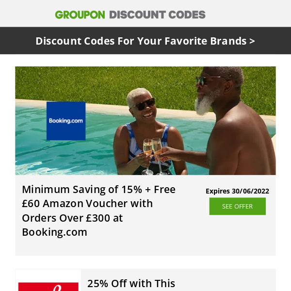Booking.com - 15% off • Currys - 30% off • Scottish Friendly - £100 voucher + more!