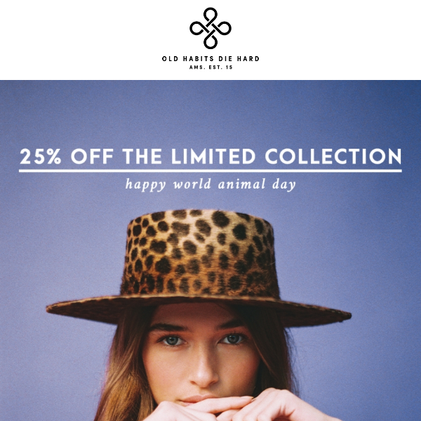 SALE — 25% off animal print hats and more!