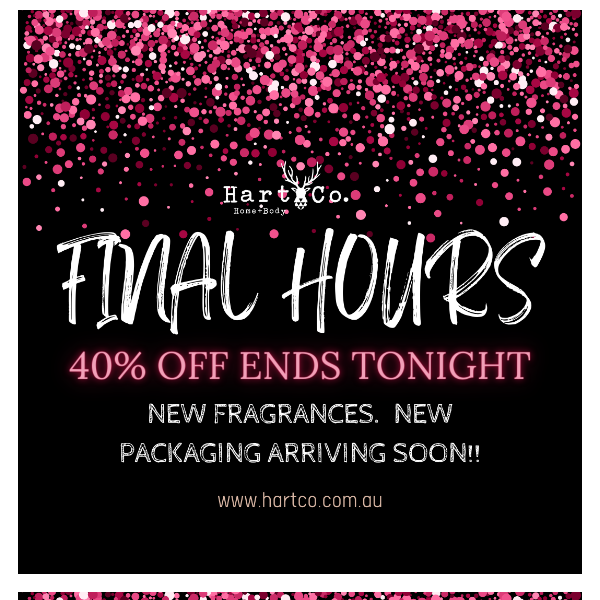 FINAL HOURS! LAST CHANCE! 40% OFF* 🎉🎊