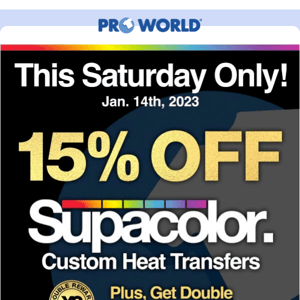Save 15% on Supacolor and $100 on TransPro Heat Presses