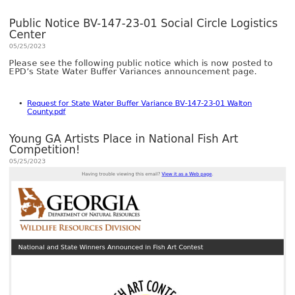 Georgia Department of Natural Resources Daily Digest Bulletin