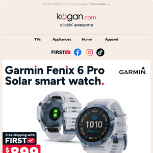 ⌚ 47% OFF RRP Garmin Fenix 6 Pro Solar smart watch - Limited time only!