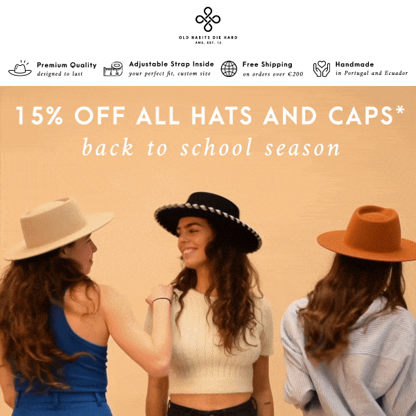 15% OFF – Hat statements for back-to-school 🔥