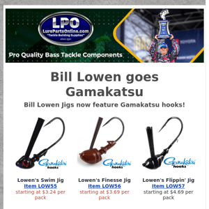 Lowen adds Gamakatsu hooks to jig lineup