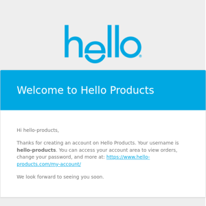 Your Hello Products account has been created!