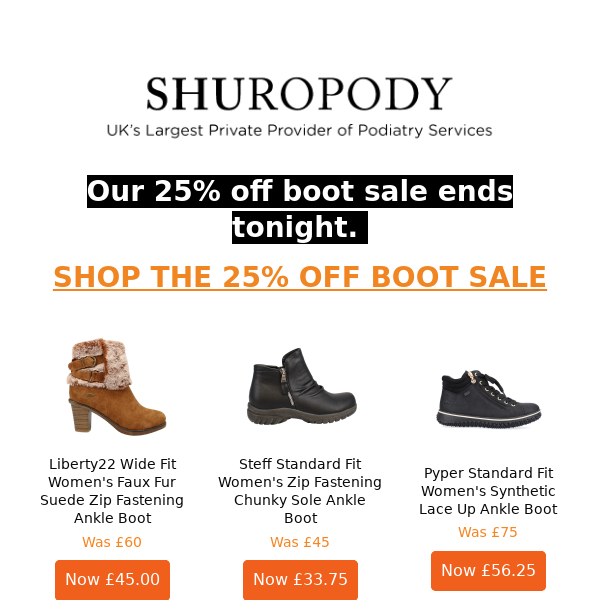 Boot Sale ends tonight.