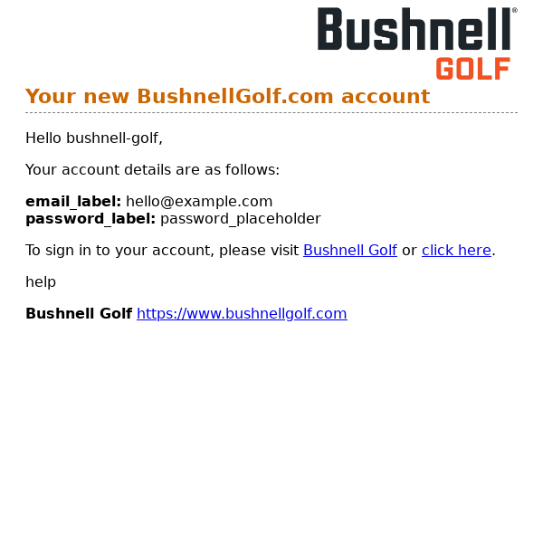 Thanks for Registering at Bushnell Golf