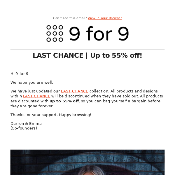 Last Chance | Up to 55% off