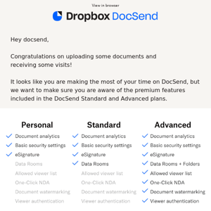 Do more with a DocSend Standard or Advanced plan