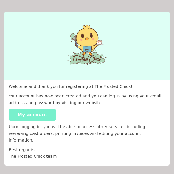 The Frosted Chick - Thank you for registering