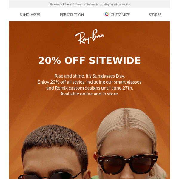 Live now / 20% off sitewide - RayBan