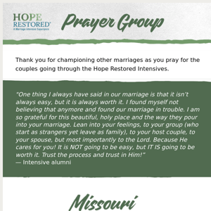 Hope Restored Prayer Initiative - Week of March 13th