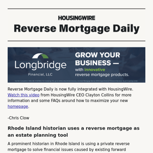 How a private reverse mortgage is being used by an historian; why a 2022 law could make saving for retirement easier: RMD Headlines (1/16/2024)