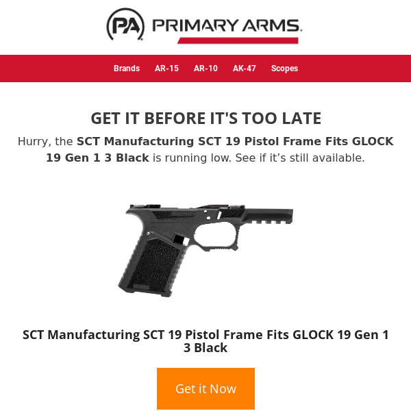 🔥 Running low on SCT Manufacturing SCT 19 Pistol Frame Fits GLOCK 19 Gen 1 3 Black! 🔥