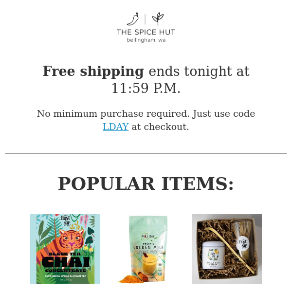 Free Shipping Ends Tonight!