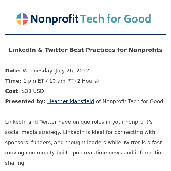 [July 26 Webinar] LinkedIn & Twitter Best Practices for Nonprofits