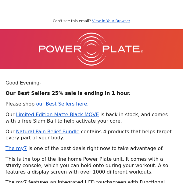 (1 Hour Left) Power Plate 25% Best Sellers Sale