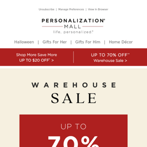 Warehouse Sale | 70% Off Sitewide