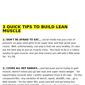 Do this to put on Lean Muscle....
