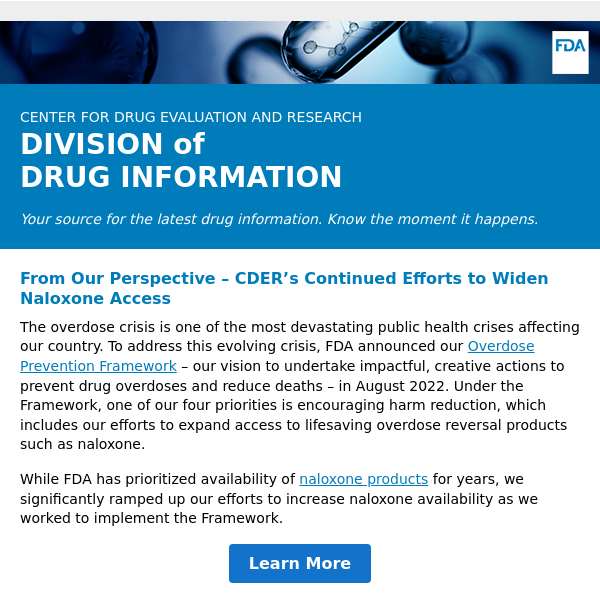 From Our Perspective – CDER’s Continued Efforts to Widen Naloxone Access - Drug Information Update