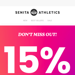 Last Chance for 15% off all Sports Bras!