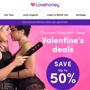 £20 lingerie & up to 50% off Sex Toys and Bondage