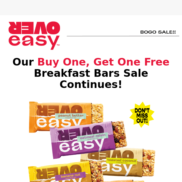 ⚠️ Breakfast Bars Buy One, Get One Free Sale Continues! ⚠️