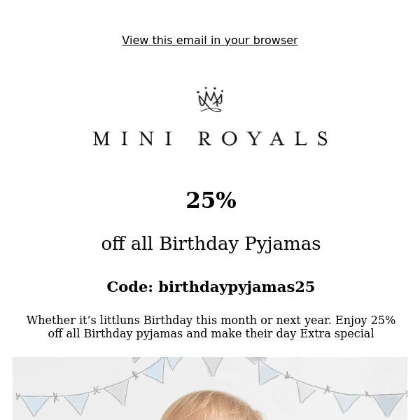 25% Off All Birthday Pyjamas - Use code: Birthdaypyjamas25