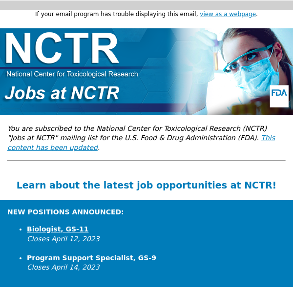 Jobs at NCTR | Open Positions