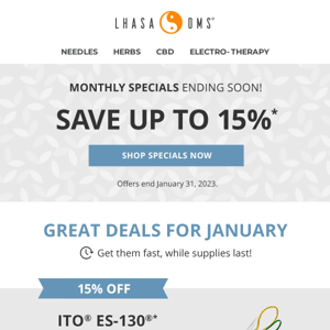 🎉 Ending Soon : January Monthly Specials 🎉 Save up to 15%