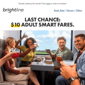 Last Sunday For $10 Fares.