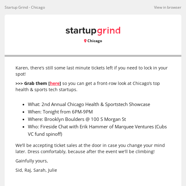 Last Call: Showcase Event is Tonight, Startup Grind!