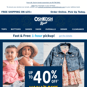 Up to 40% OFF 😍 New baby b’gosh® + overalls, too!