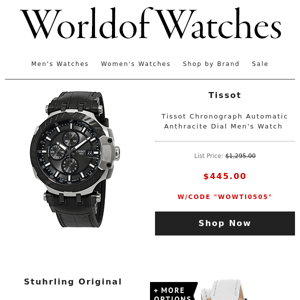 🌅BONUS DEALS: Extra $871 Off Dior Watch, $288 Off Gucci Bag, $162 Tissot, Orient $55 + More!