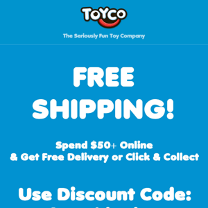 Spend $50+ for Free Shipping - Ends Tonight