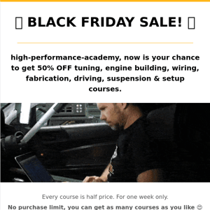 Black Friday Deals Start NOW 🙌 🏎 50% OFF