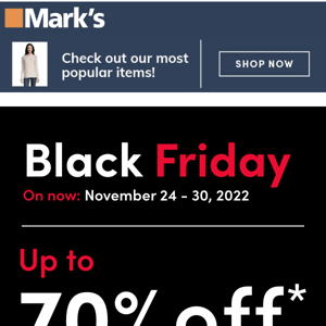 Black Friday is on Now! Save up to 70%.