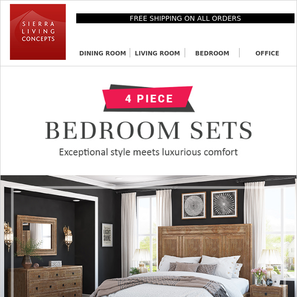 Bed + Nightstands + Dresser | 4-Piece Bedroom Sets For You