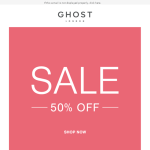 NOW ON: Sale 50% off + 25% off everything else