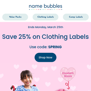 👒 25% off the CUTEST Clothing Labels!