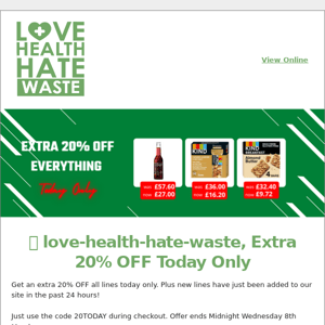 🛍️ Love Health Hate Waste, Extra 20% OFF Today Only!
