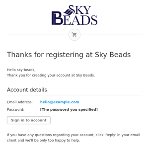 Thanks for registering at Sky Beads